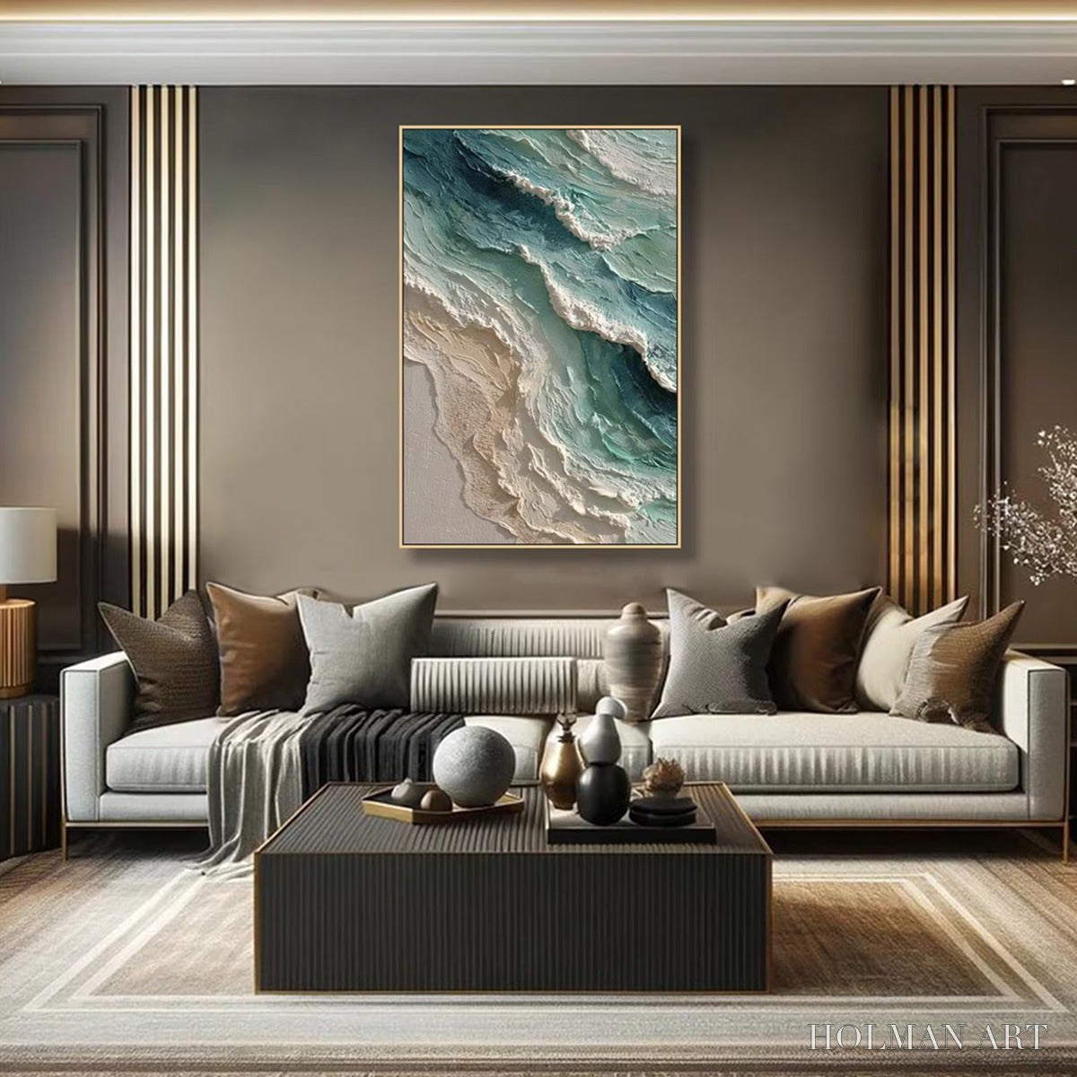 HOLMAN ART Aquamarine Rush – Textured Impasto Ocean Wave Painting - image 5