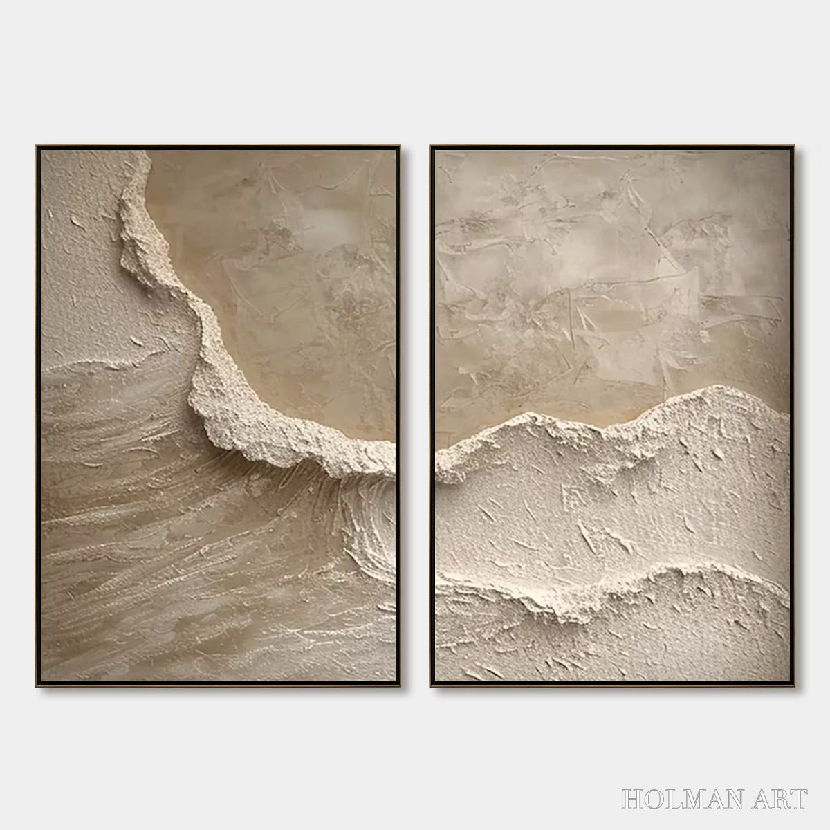HOLMAN ART Echoes of the Shore – Wabi Sabi Textured Beach Painting Set - image 1