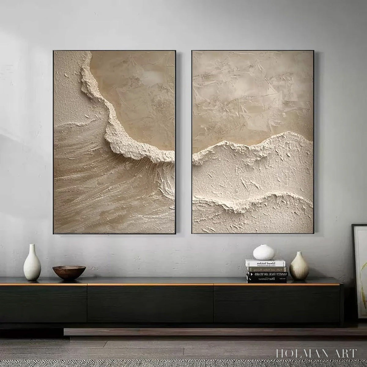 HOLMAN ART Echoes of the Shore – Wabi Sabi Textured Beach Painting Set - image 2