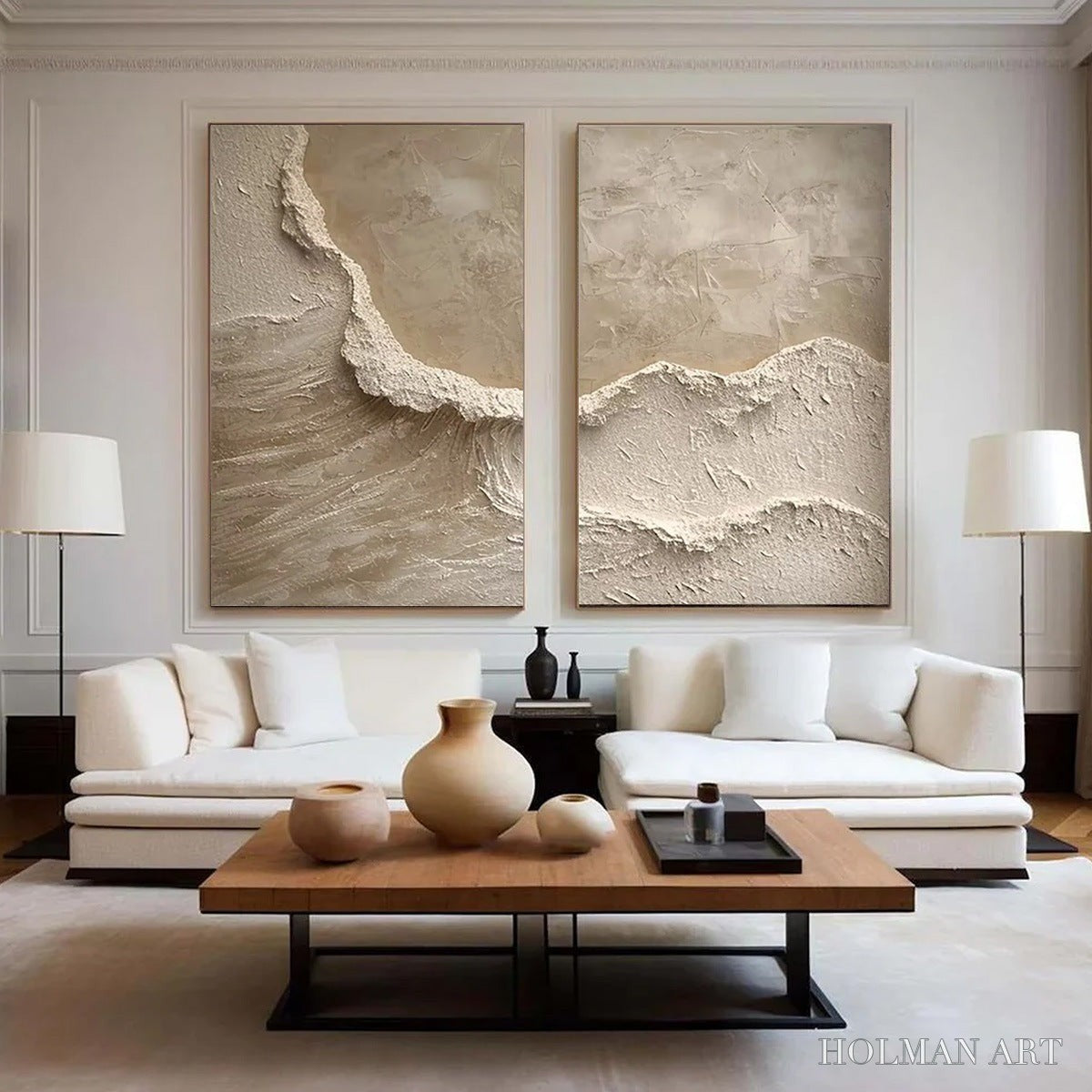 HOLMAN ART Echoes of the Shore – Wabi Sabi Textured Beach Painting Set - image 3