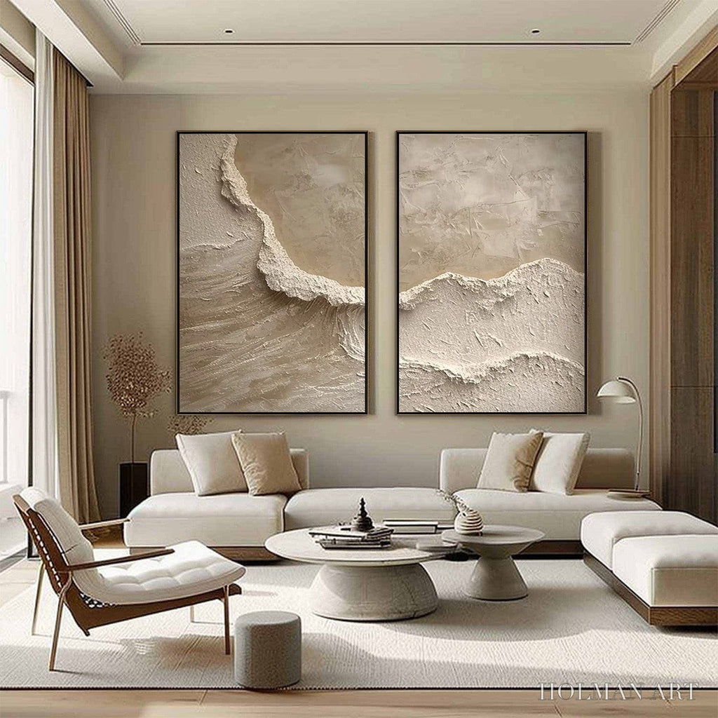 HOLMAN ART Echoes of the Shore – Wabi Sabi Textured Beach Painting Set - image 4