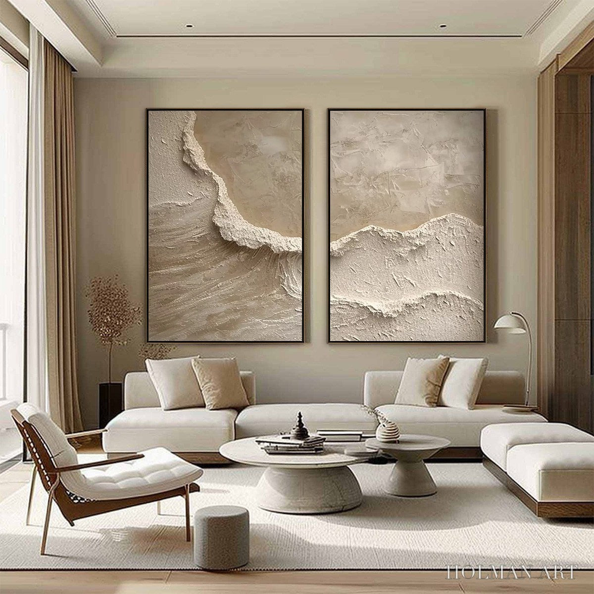HOLMAN ART Echoes of the Shore – Wabi Sabi Textured Beach Painting Set - image 4