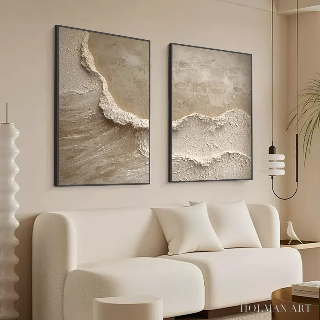 HOLMAN ART Echoes of the Shore – Wabi Sabi Textured Beach Painting Set - image 5