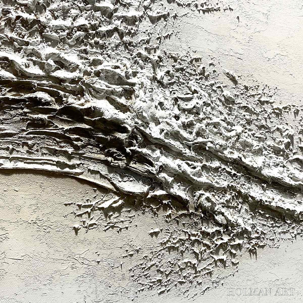 HOLMAN ART White Crest – Textured Minimalist Ocean Wave Painting - image 3