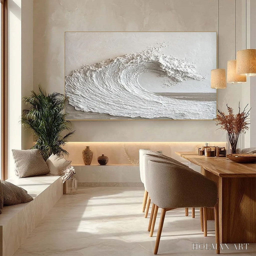 HOLMAN ART White Crest – Textured Minimalist Ocean Wave Painting - image 5