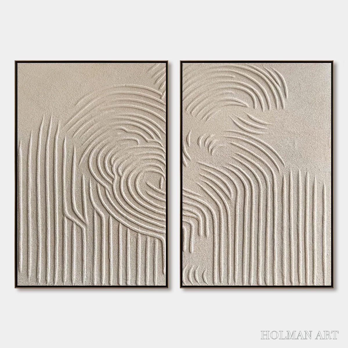 HOLMAN ART Zen Cascade – Wabi Sabi Textured Diptych - image 1