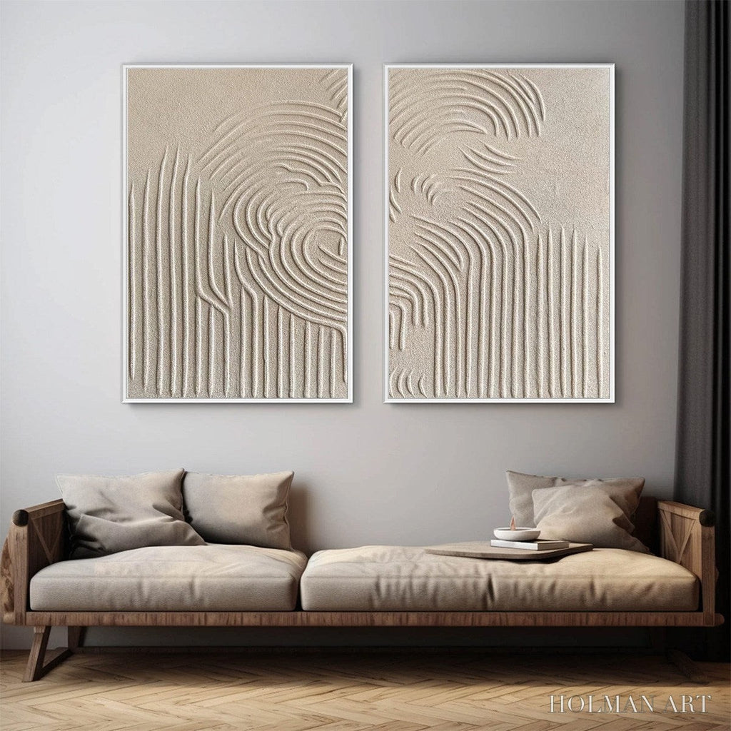 HOLMAN ART Zen Cascade – Wabi Sabi Textured Diptych - image 3