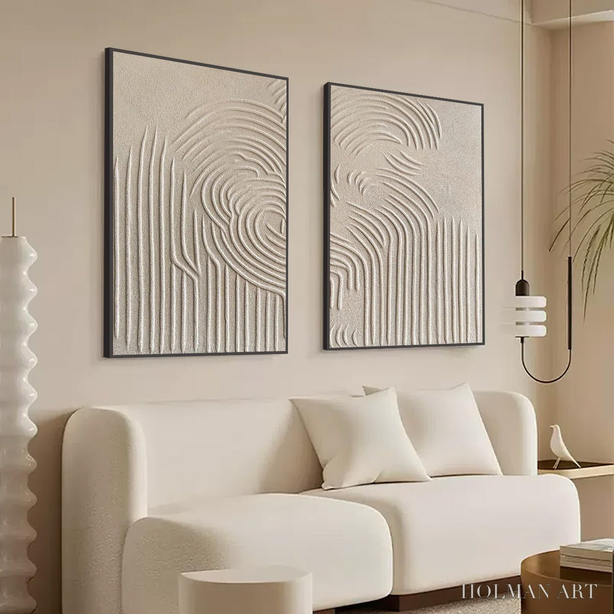 HOLMAN ART Zen Cascade – Wabi Sabi Textured Diptych - image 5