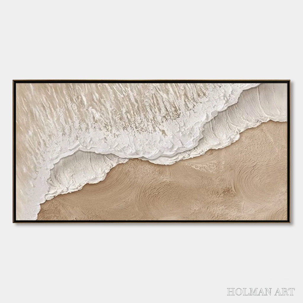 HOLMAN ART Eternal Tide – Textured Wabi Sabi Beach & Sea Painting - image 1