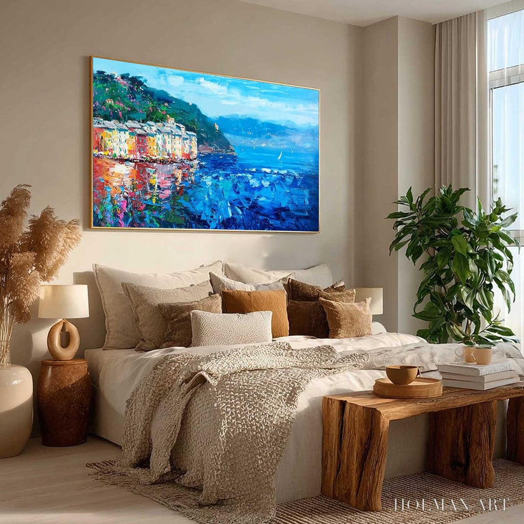 HOLMAN ART Azure Riviera – Palette Knife Coastal Seascape Oil Painting - image 6