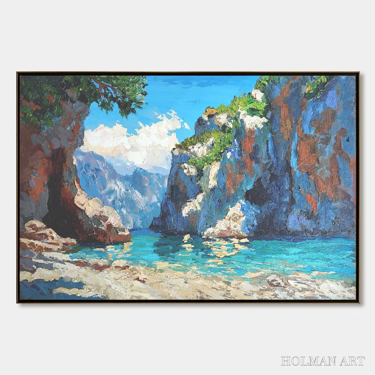 HOLMAN ART Amalfi Cove – Impasto Coastal Landscape Oil Painting - image 1