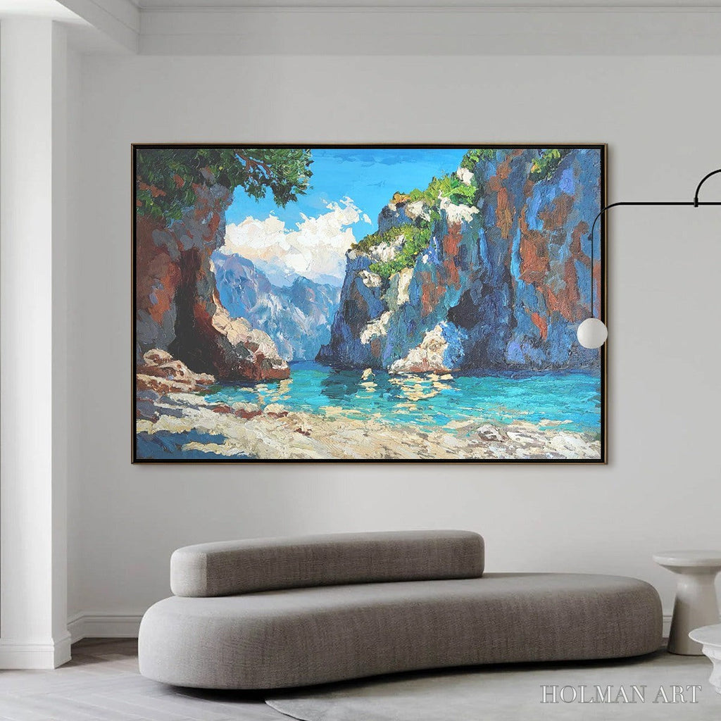 HOLMAN ART Amalfi Cove – Impasto Coastal Landscape Oil Painting - image 2