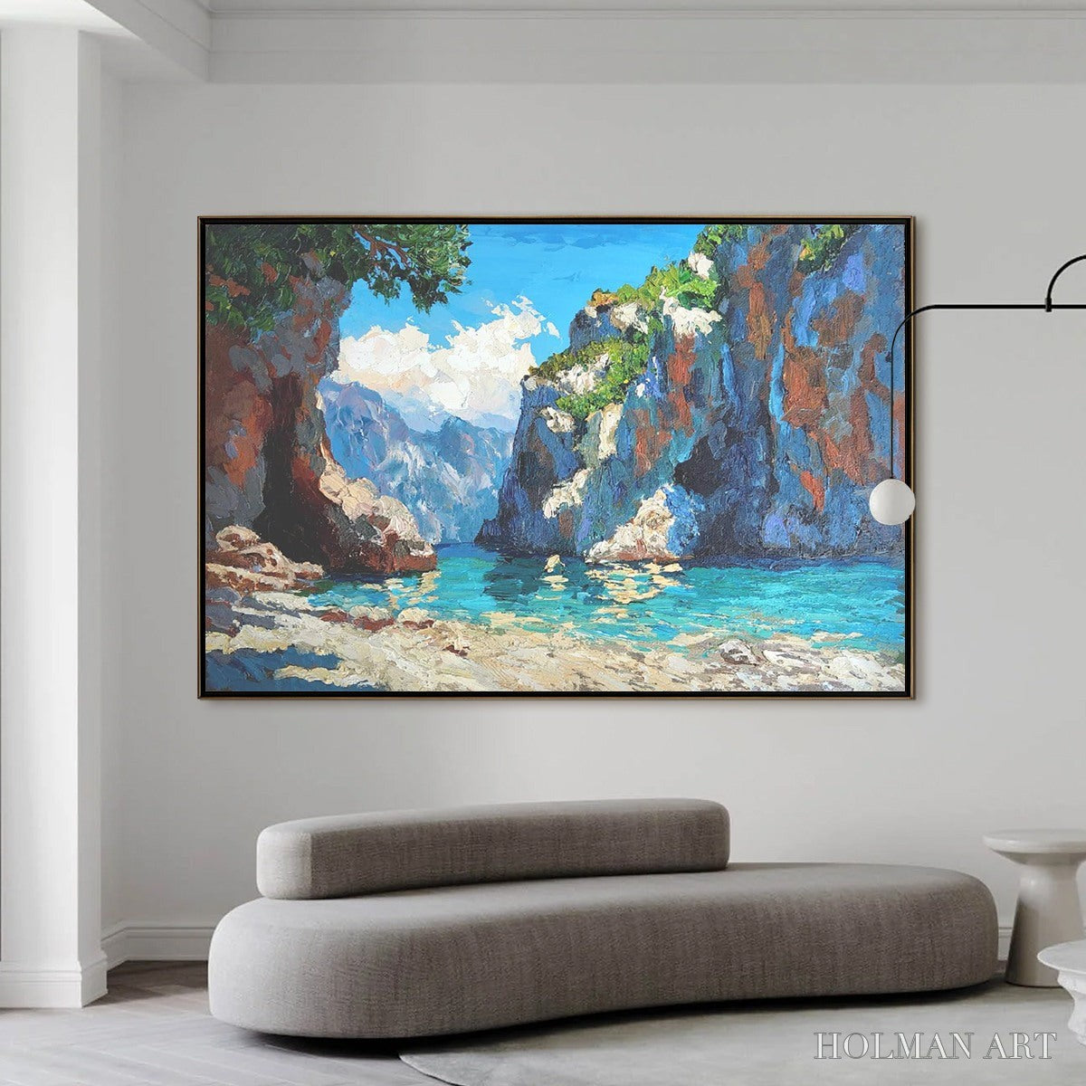HOLMAN ART Amalfi Cove – Impasto Coastal Landscape Oil Painting - image 2