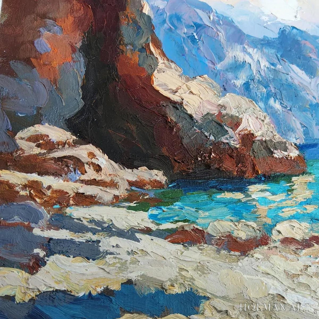HOLMAN ART Amalfi Cove – Impasto Coastal Landscape Oil Painting - image 3