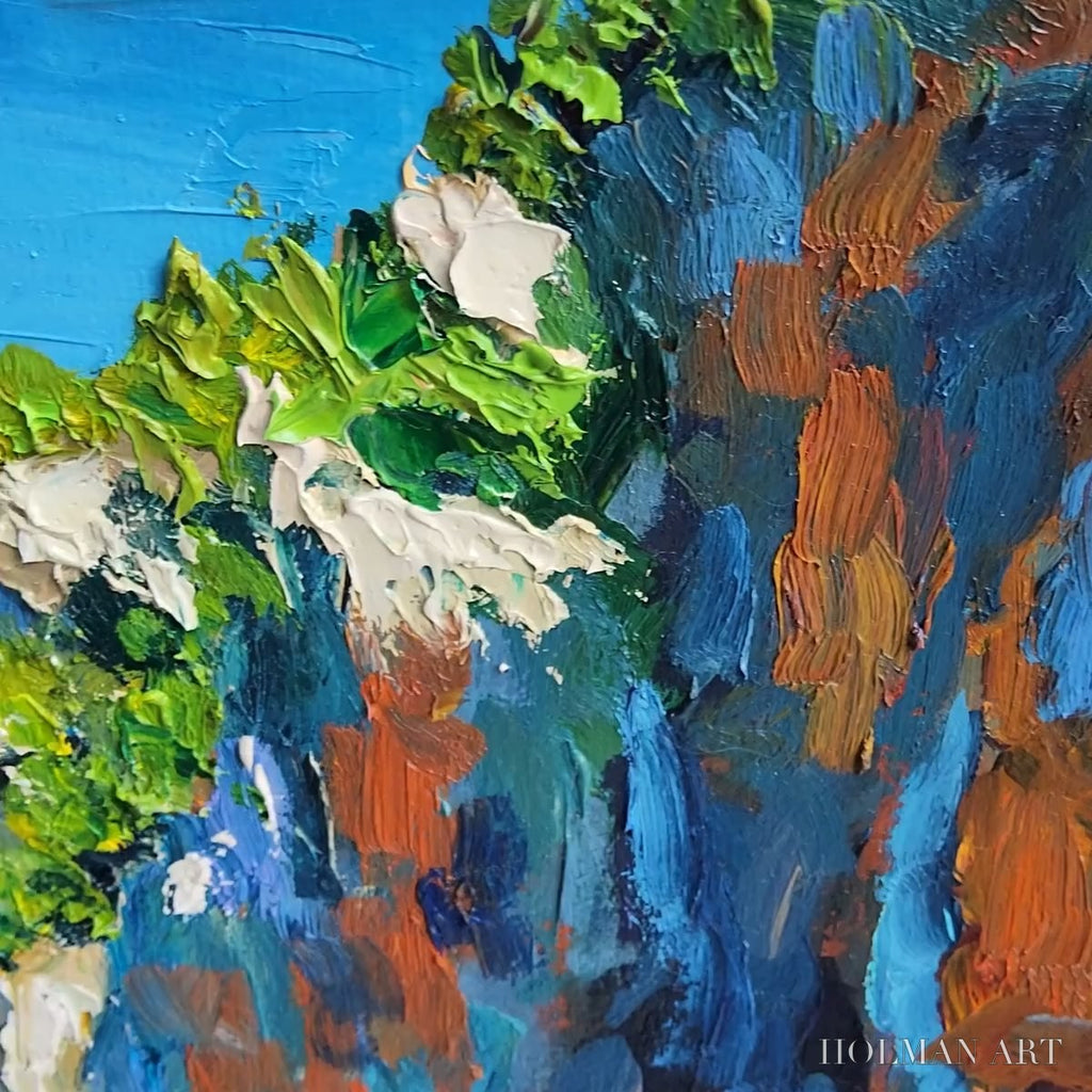 HOLMAN ART Amalfi Cove – Impasto Coastal Landscape Oil Painting - image 4