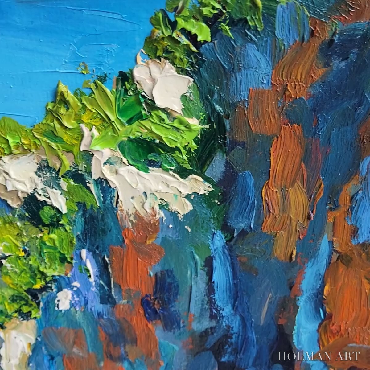 HOLMAN ART Amalfi Cove – Impasto Coastal Landscape Oil Painting - image 4