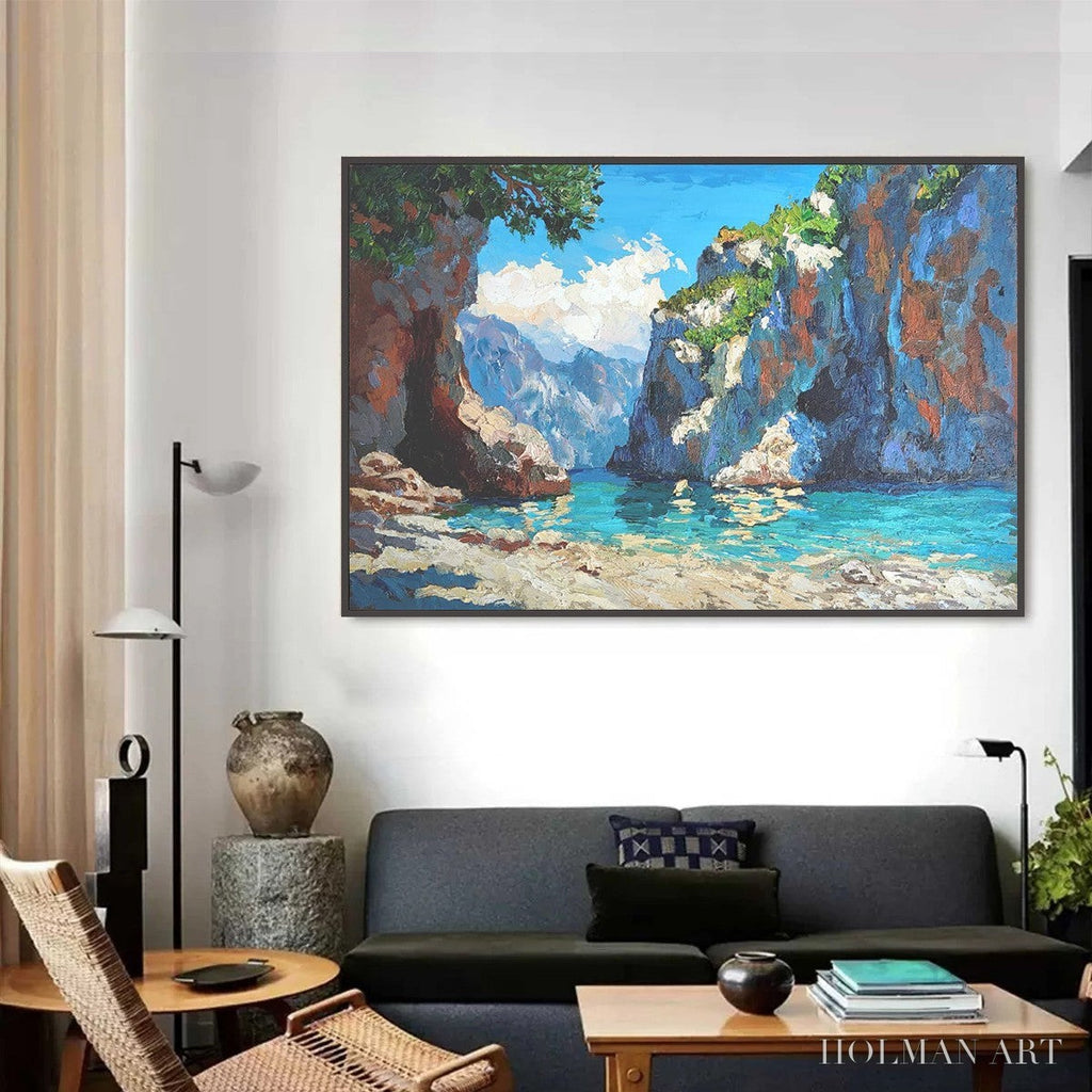 HOLMAN ART Amalfi Cove – Impasto Coastal Landscape Oil Painting - image 5