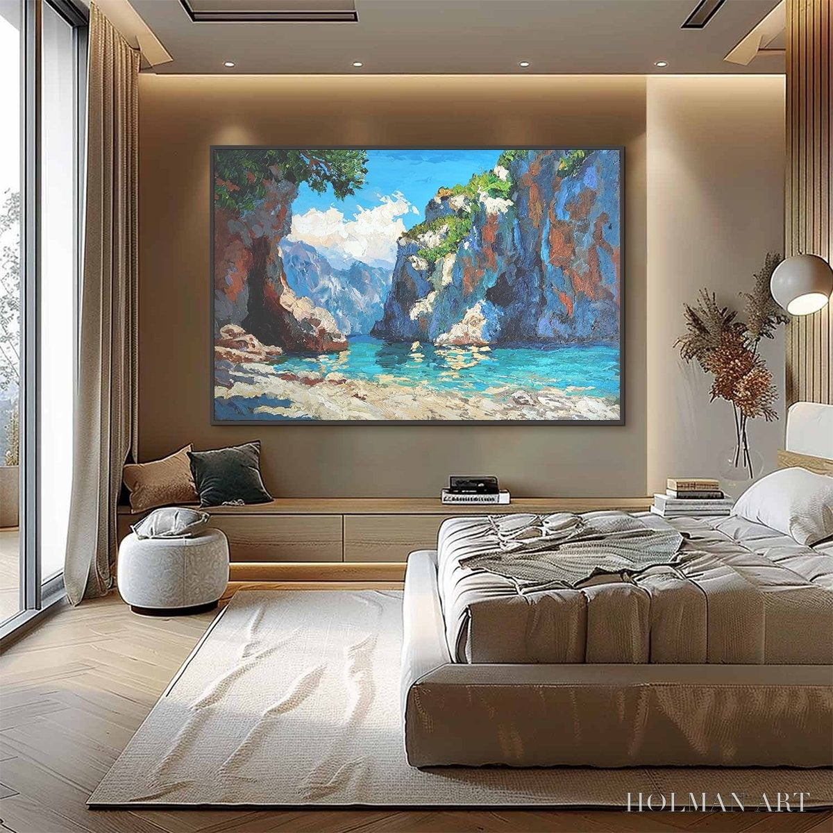 HOLMAN ART Amalfi Cove – Impasto Coastal Landscape Oil Painting - image 6