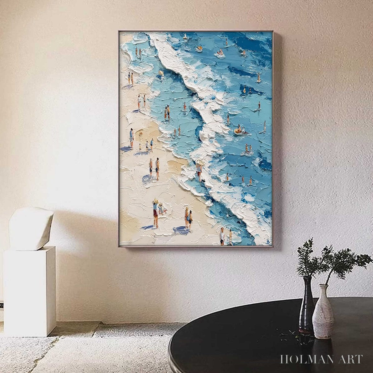 HOLMAN ART Sunlit Tideline – Textured Palette Knife Beach Scene Painting - image 2