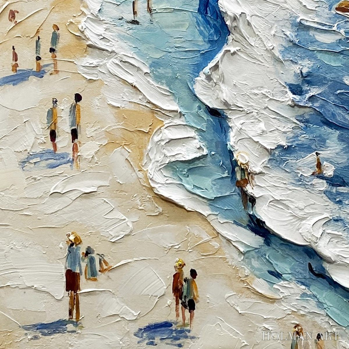 HOLMAN ART Sunlit Tideline – Textured Palette Knife Beach Scene Painting - image 3