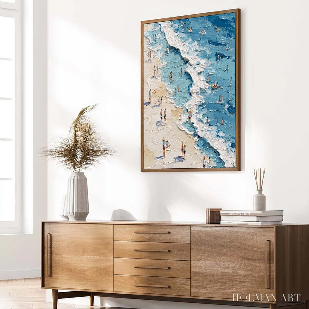 HOLMAN ART Sunlit Tideline – Textured Palette Knife Beach Scene Painting - image 5