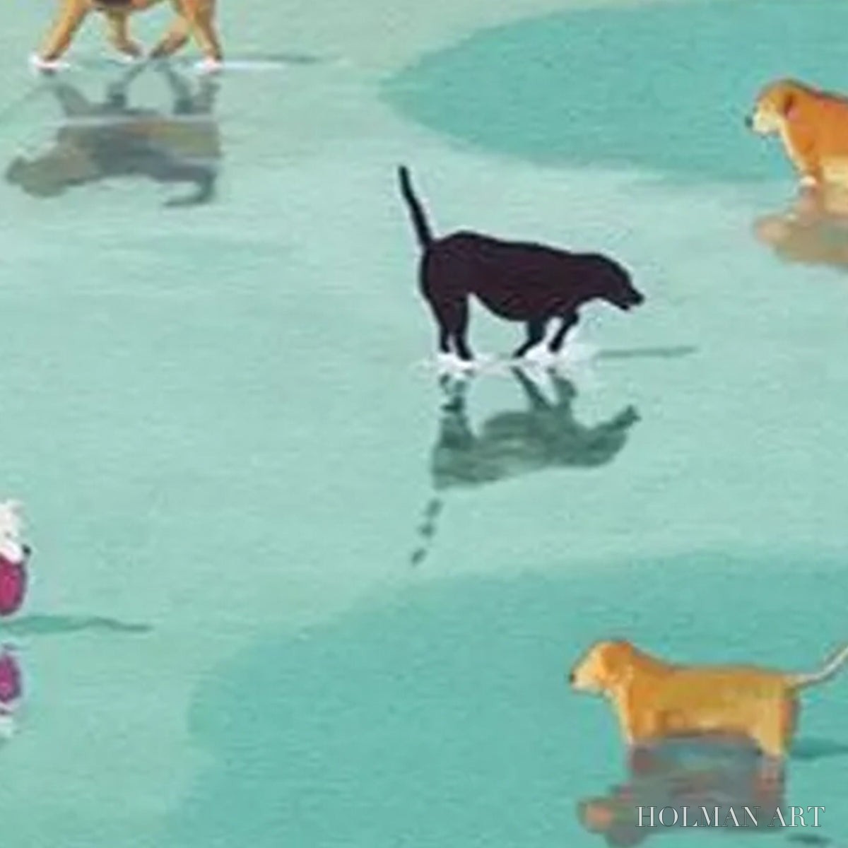 HOLMAN ART Paws At Tide – Minimalist Dog Beach Scene Oil Painting - image 3
