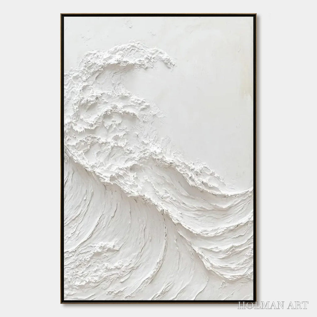 HOLMAN ART Alabaster Swell – Minimalist Textured Coastal Oil Painting - image 1