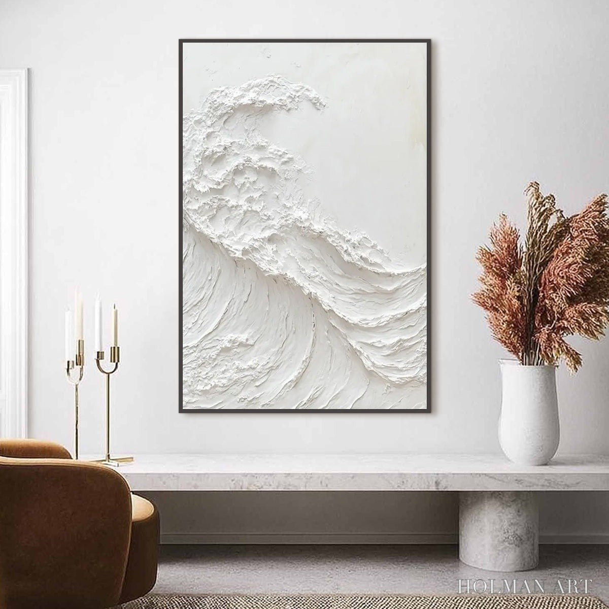 HOLMAN ART Alabaster Swell – Minimalist Textured Coastal Oil Painting - image 2