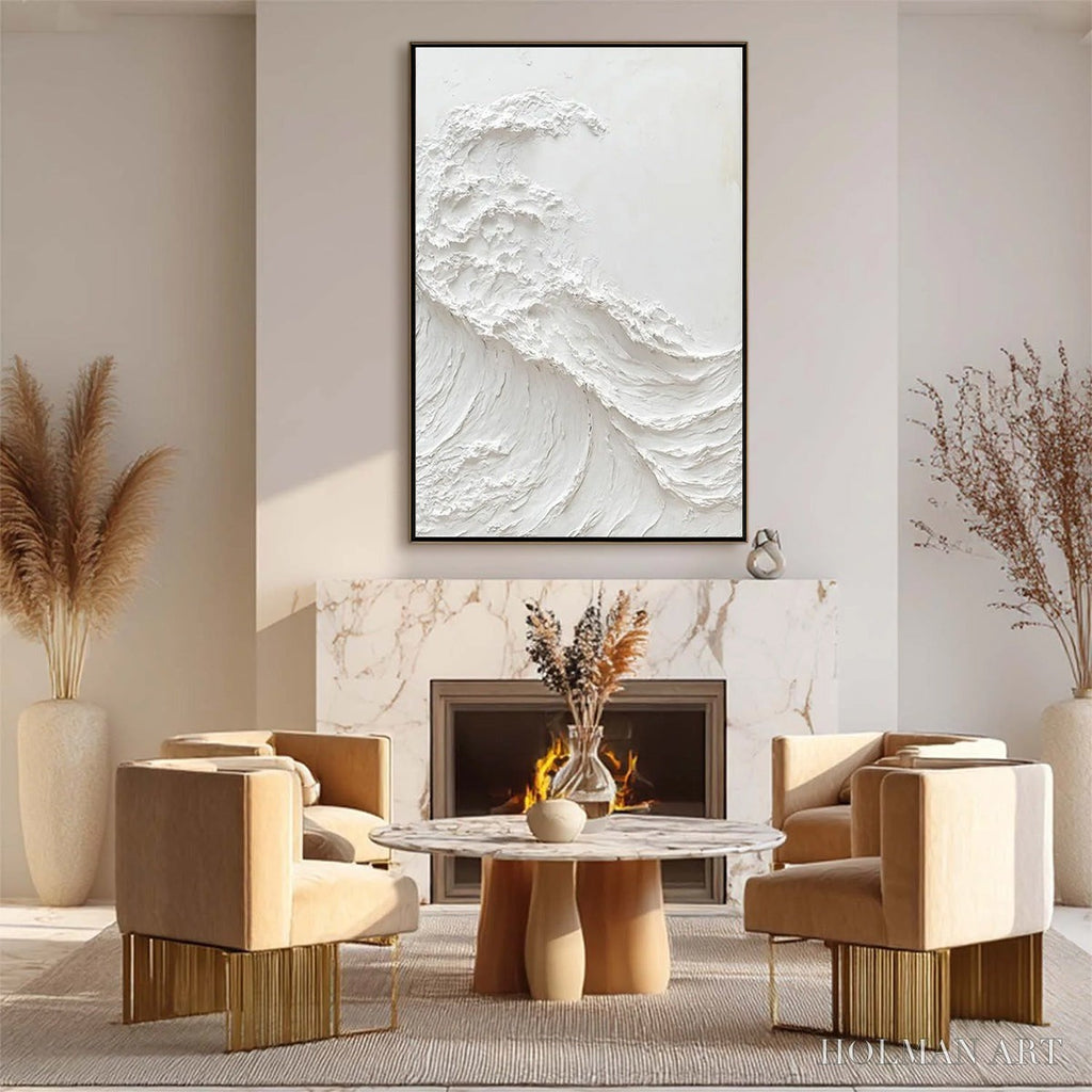HOLMAN ART Alabaster Swell – Minimalist Textured Coastal Oil Painting - image 4