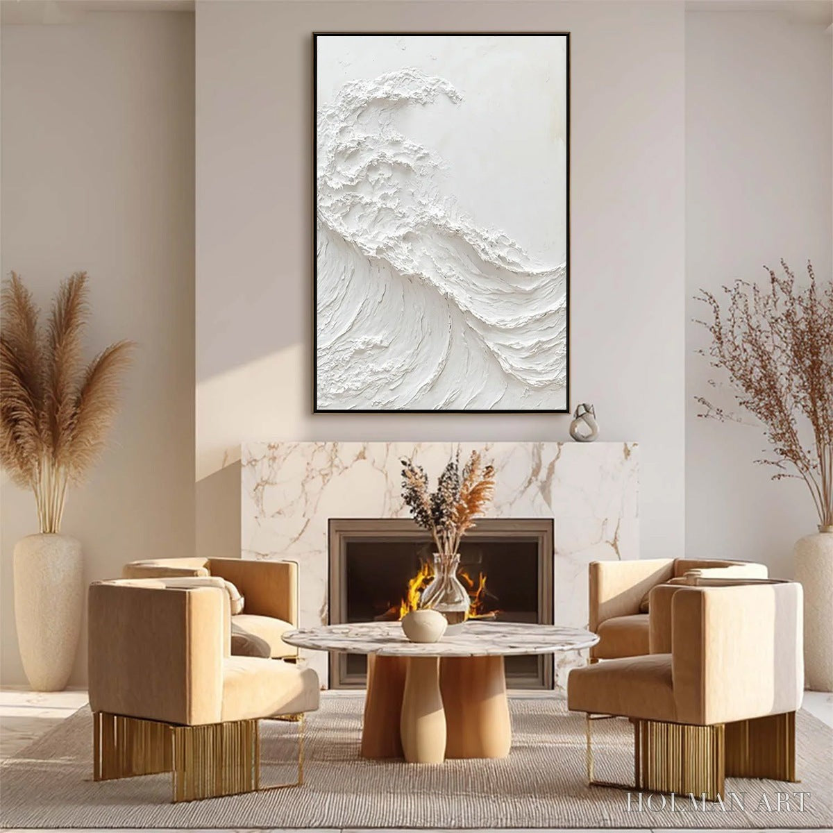 HOLMAN ART Alabaster Swell – Minimalist Textured Coastal Oil Painting - image 4