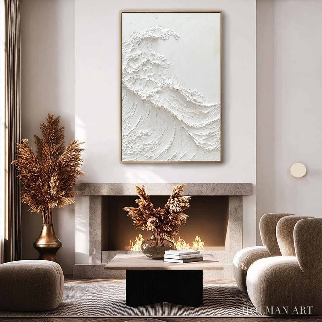 HOLMAN ART Alabaster Swell – Minimalist Textured Coastal Oil Painting - image 6