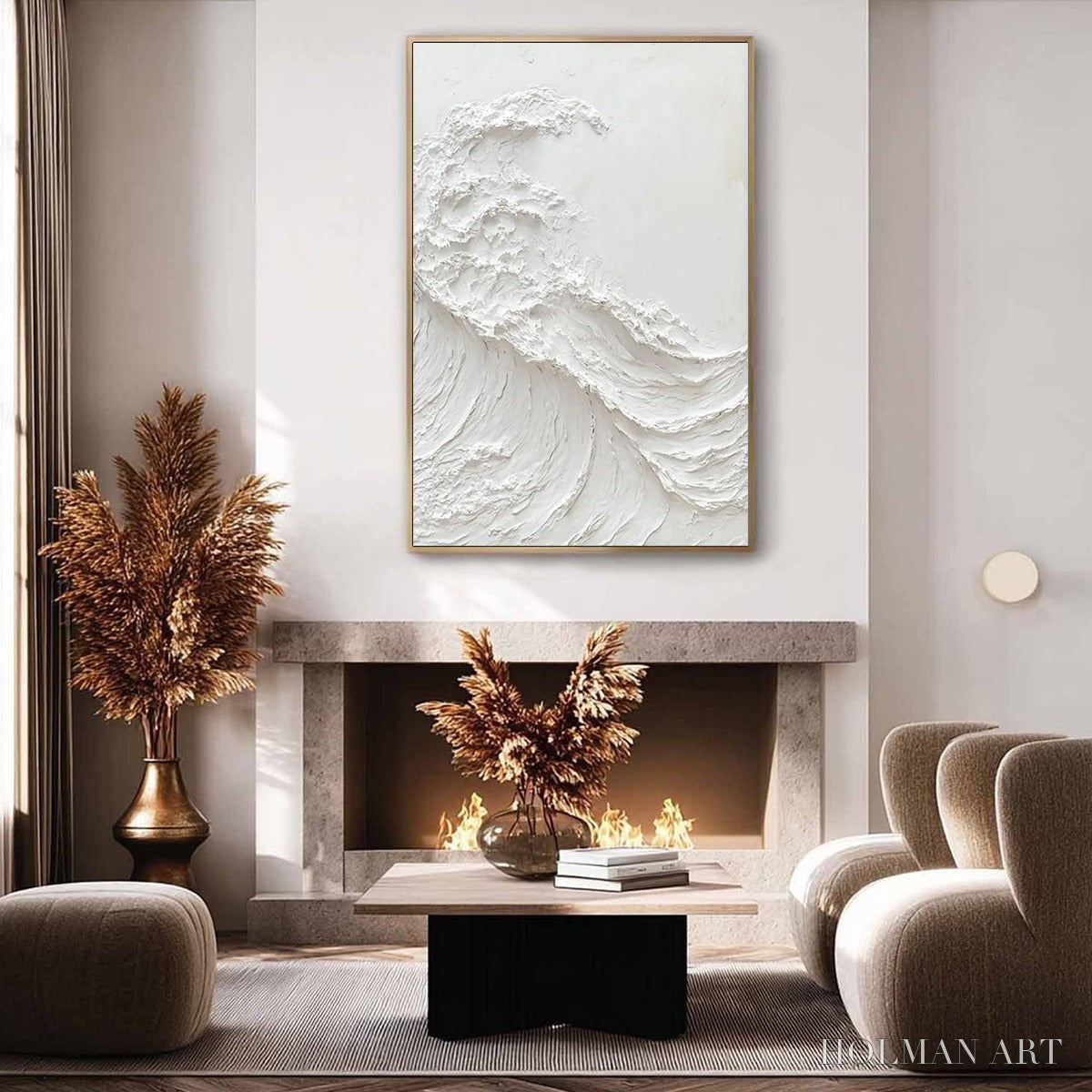HOLMAN ART Alabaster Swell – Minimalist Textured Coastal Oil Painting - image 6