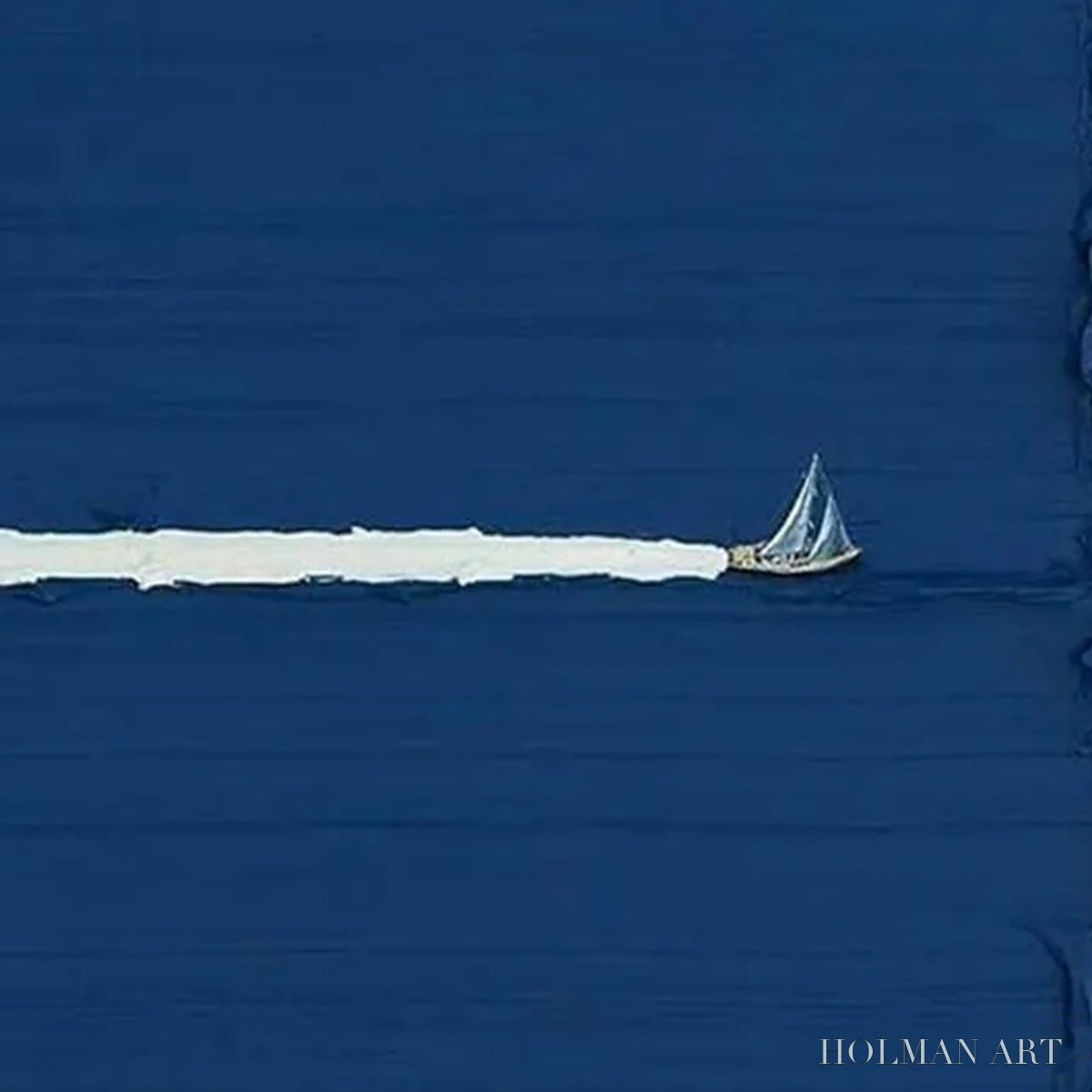 HOLMAN ART Silent Wake – Minimalist Sailboat Seascape Oil Painting - image 5