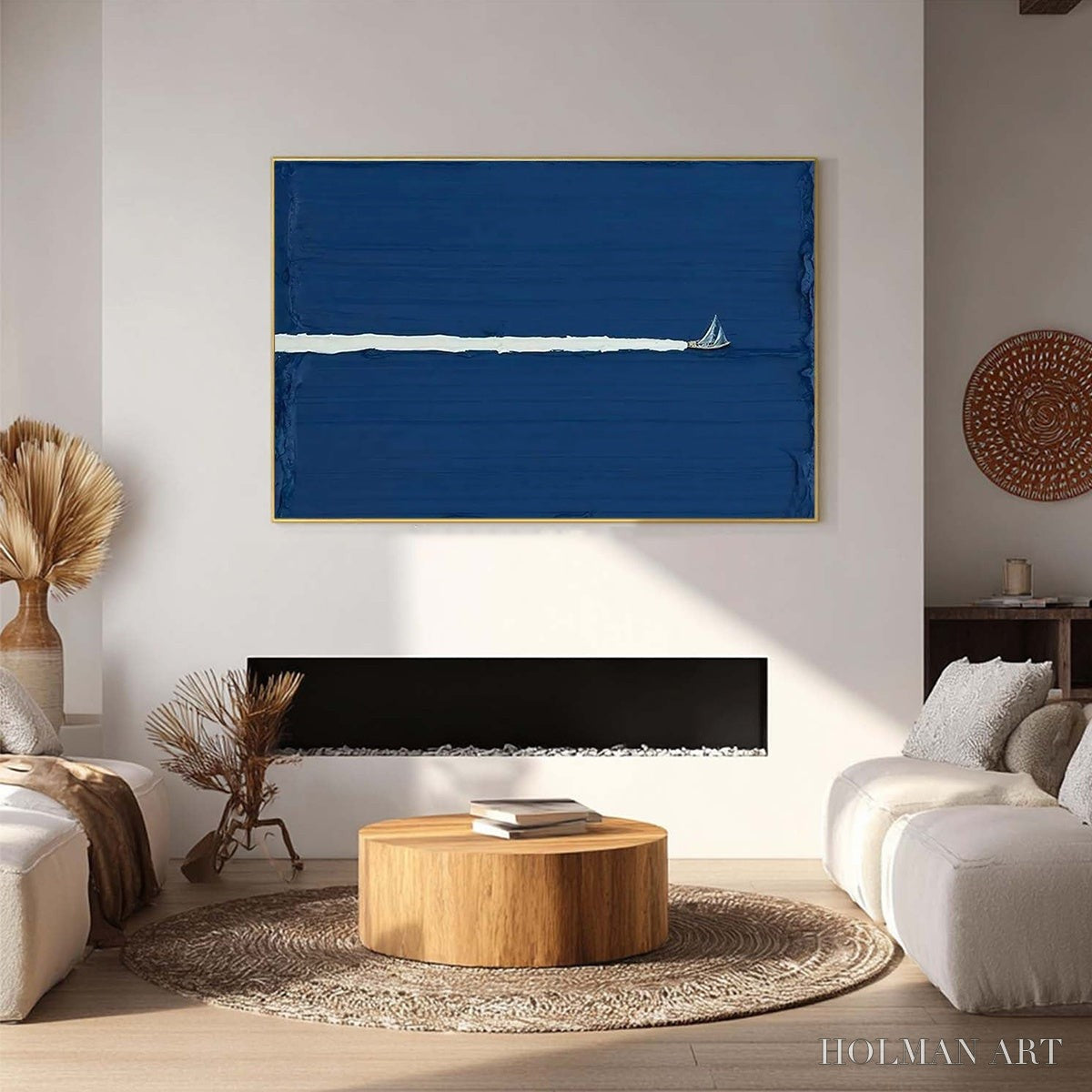 HOLMAN ART Silent Wake – Minimalist Sailboat Seascape Oil Painting - image 6