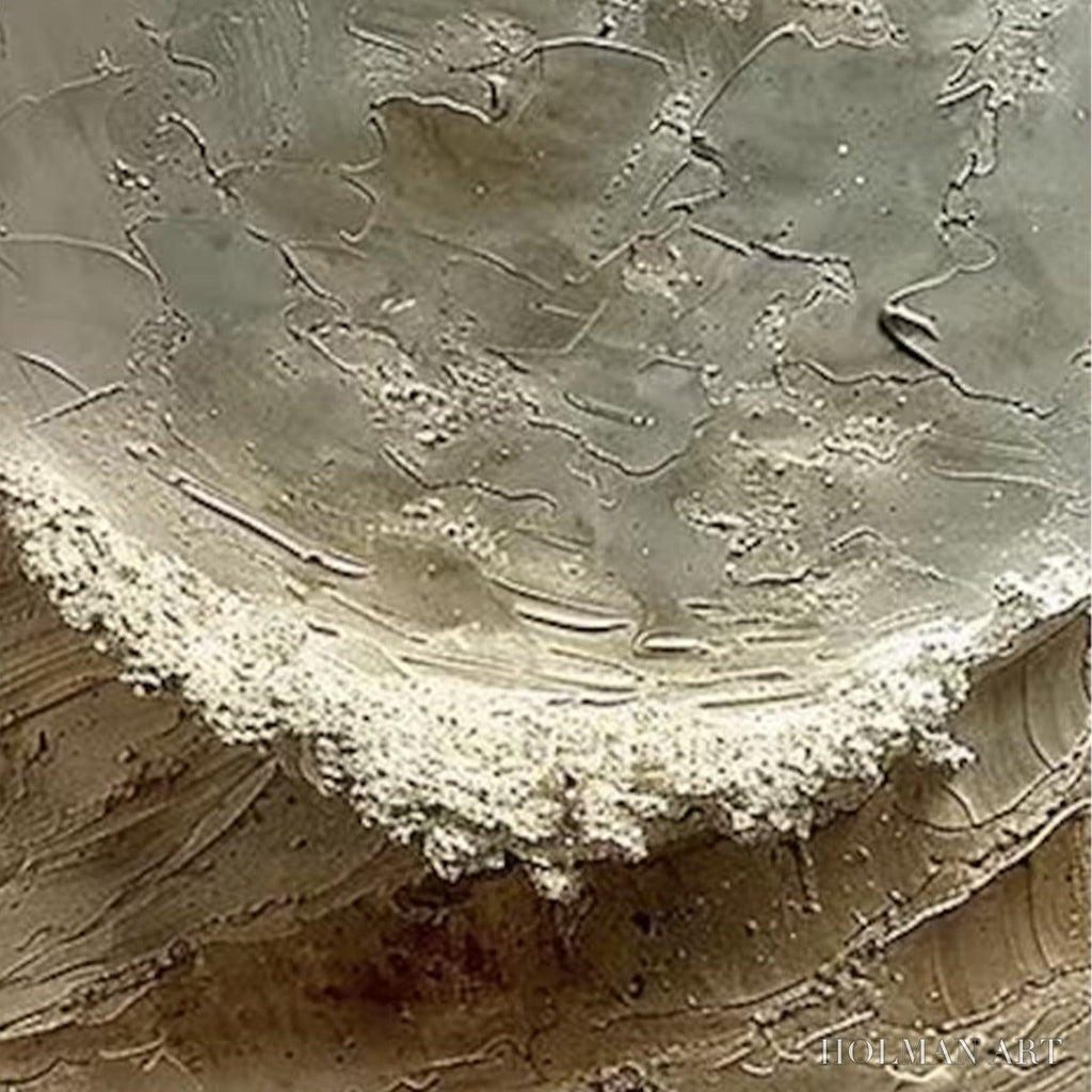 HOLMAN ART Tidal Whisper – Textured Wabi Sabi Coastal Diptych Oil Painting - image 3