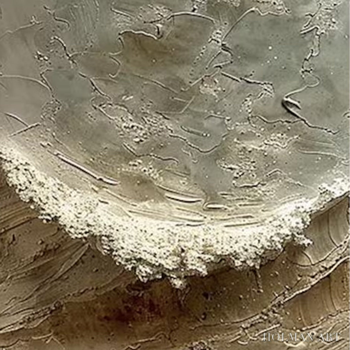 HOLMAN ART Tidal Whisper – Textured Wabi Sabi Coastal Diptych Oil Painting - image 3