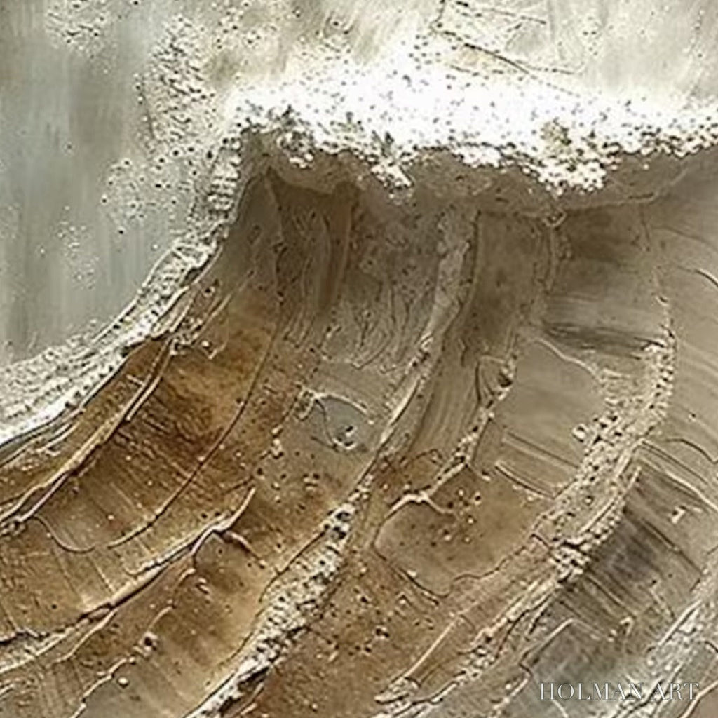HOLMAN ART Tidal Whisper – Textured Wabi Sabi Coastal Diptych Oil Painting - image 5