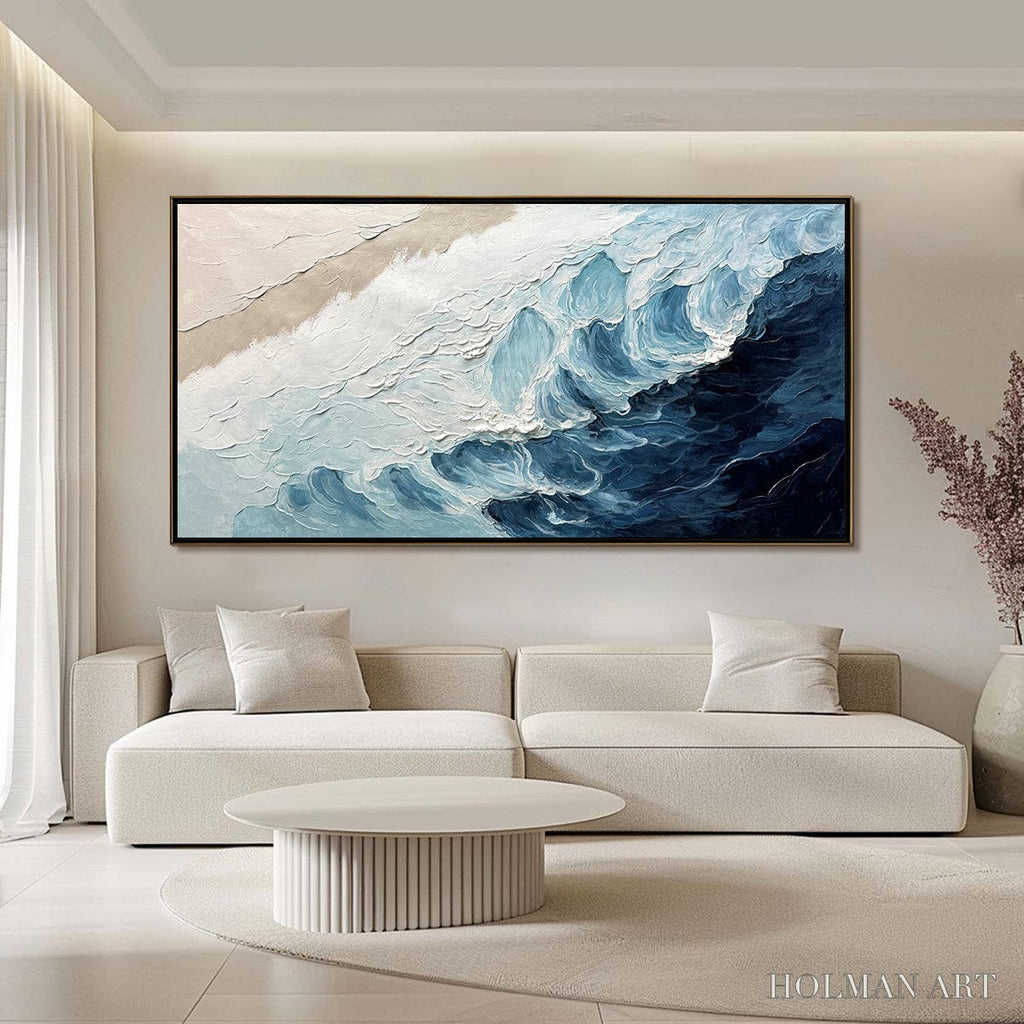 HOLMAN ART Ready to Ship | Crashing Waves – Textured Coastal Seascape Oil Painting - image 1