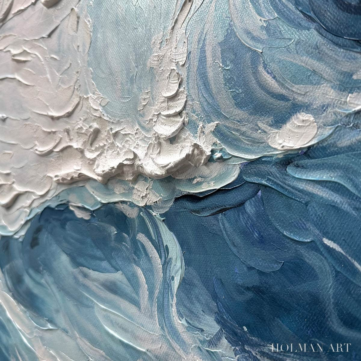 HOLMAN ART Ready to Ship | Crashing Waves – Textured Coastal Seascape Oil Painting - image 2