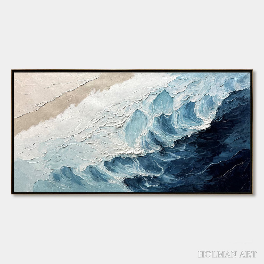 HOLMAN ART Ready to Ship | Crashing Waves – Textured Coastal Seascape Oil Painting - image 3