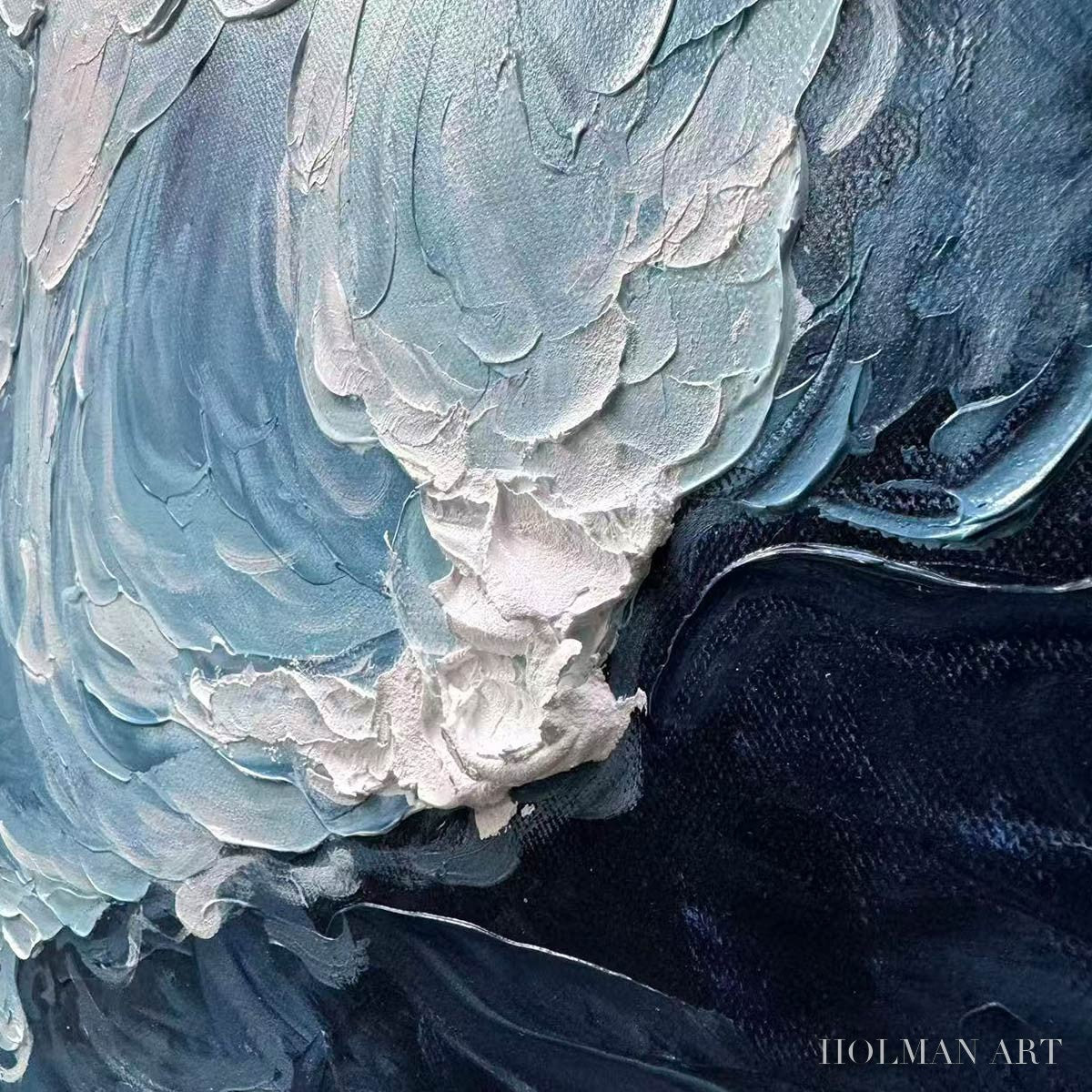 HOLMAN ART Ready to Ship | Crashing Waves – Textured Coastal Seascape Oil Painting - image 4