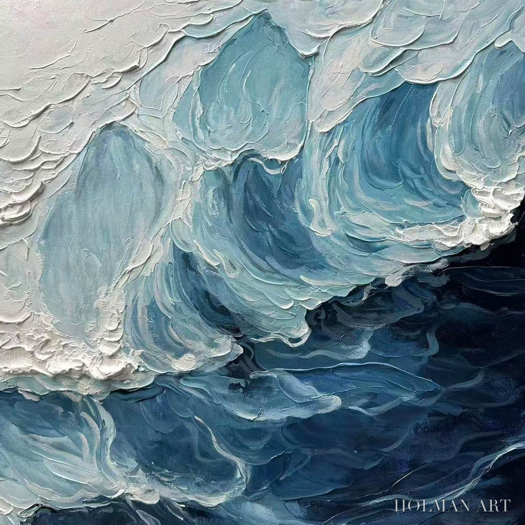 HOLMAN ART Ready to Ship | Crashing Waves – Textured Coastal Seascape Oil Painting - image 5