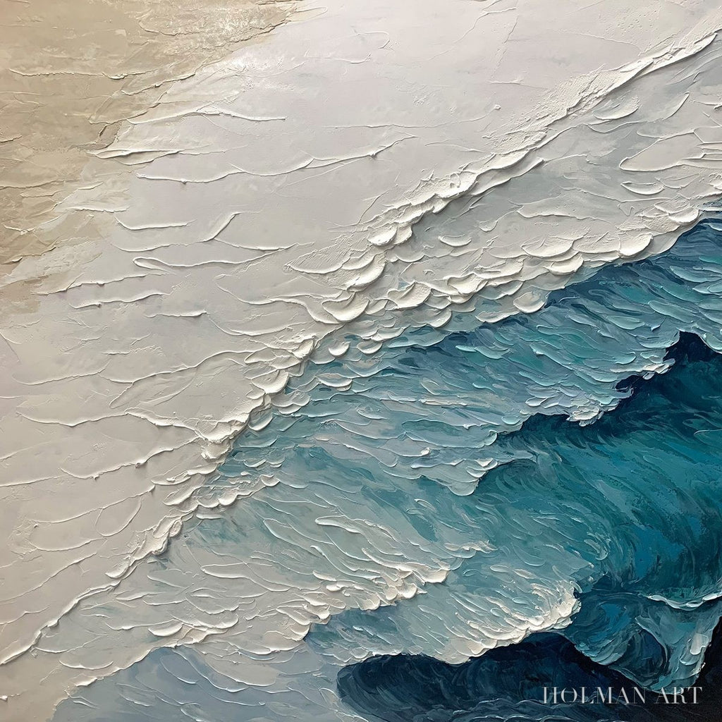 HOLMAN ART Ready to Ship | Ocean Whispers – Blue-White Textured Seascape - image 2