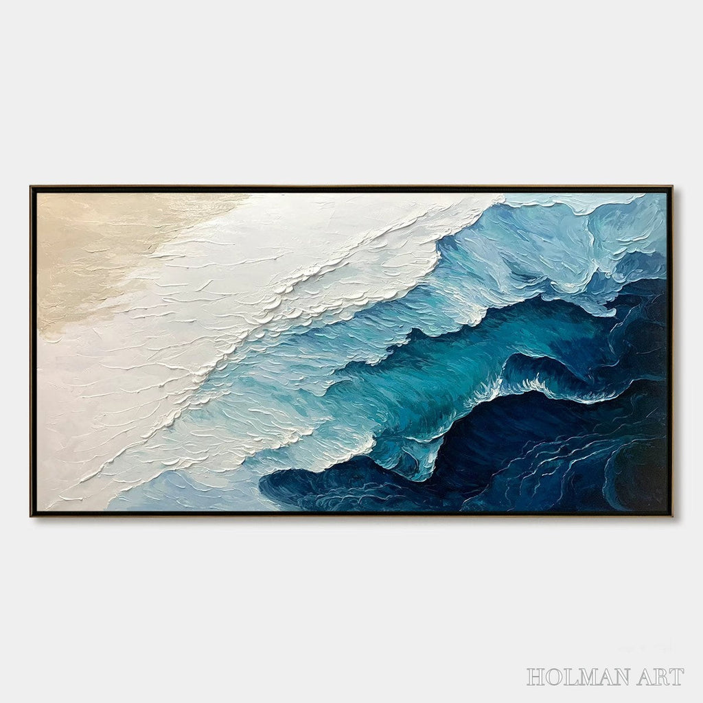 HOLMAN ART Ready to Ship | Ocean Whispers – Blue-White Textured Seascape - image 3