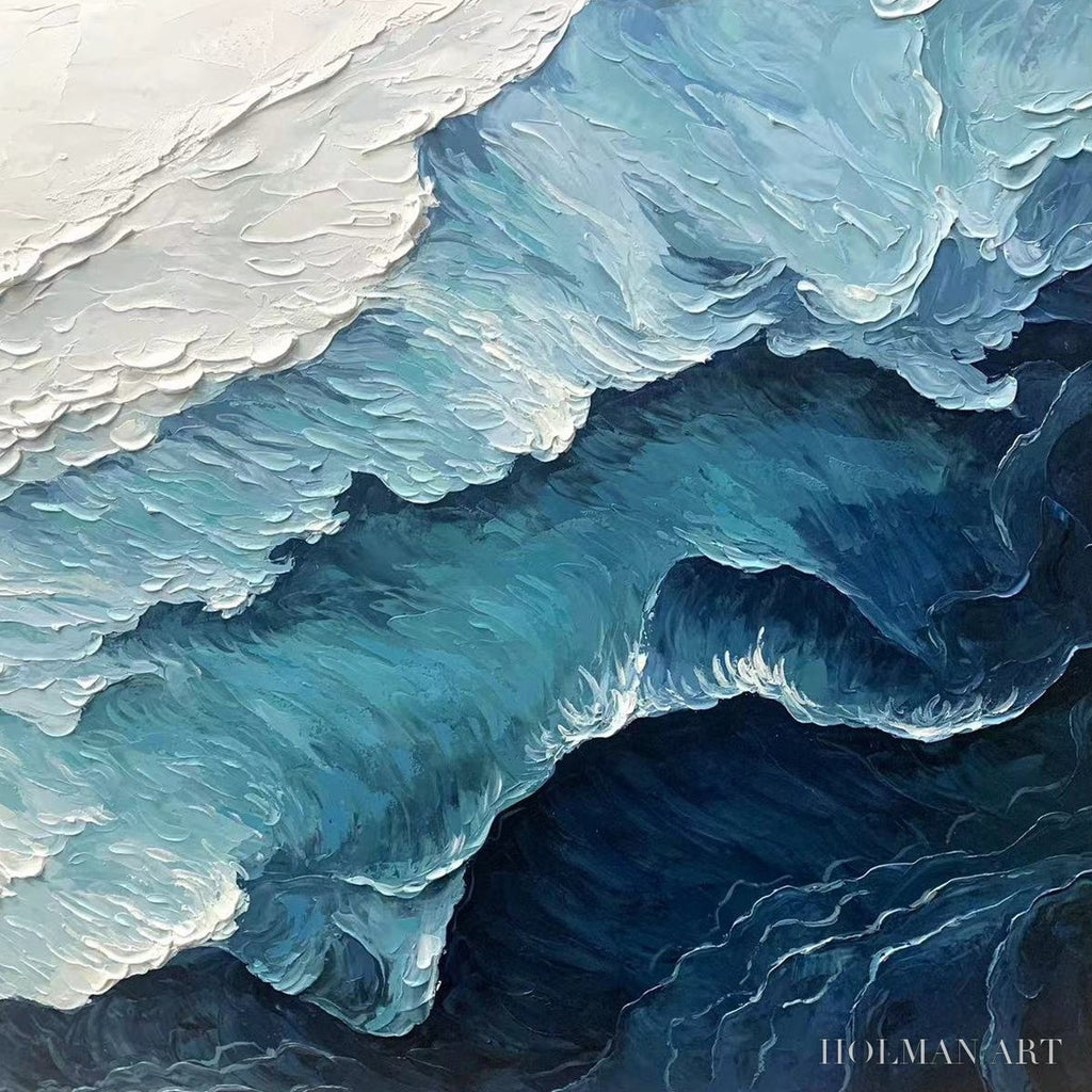 HOLMAN ART Ready to Ship | Ocean Whispers – Blue-White Textured Seascape - image 4