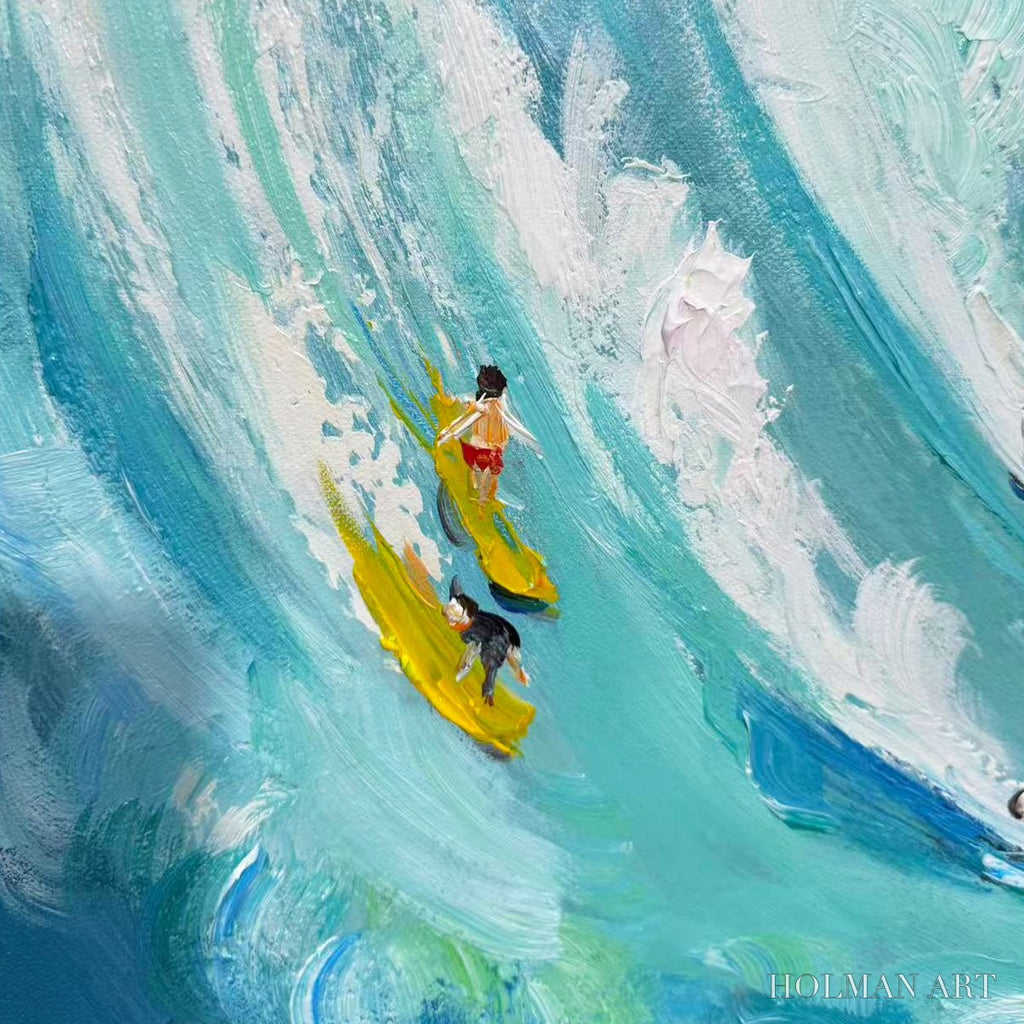 HOLMAN ART Ready to Ship | Catching the Wave – Vertical Surfer Ocean Painting - image 2