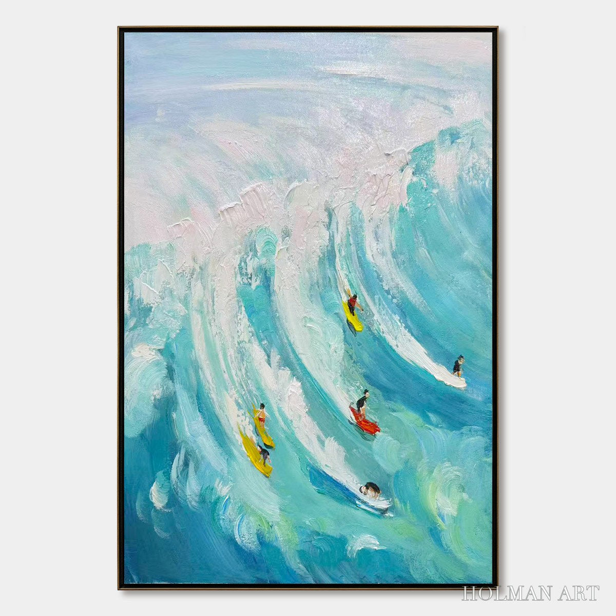 HOLMAN ART Ready to Ship | Catching the Wave – Vertical Surfer Ocean Painting - image 3