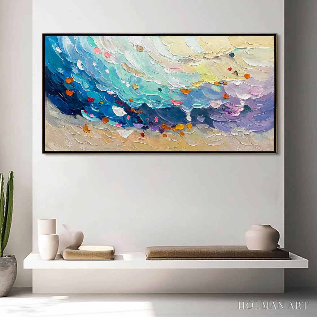 HOLMAN ART Ready to Ship | Coral Dream – Textured Abstract Seascape Oil Painting - image 1