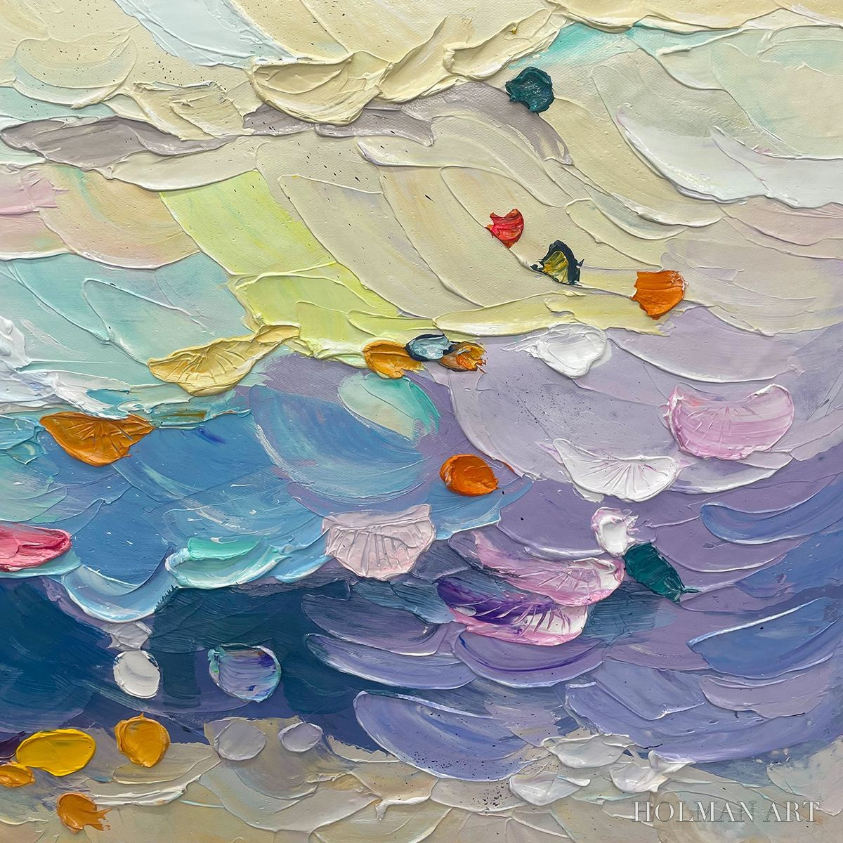 HOLMAN ART Ready to Ship | Coral Dream – Textured Abstract Seascape Oil Painting - image 2