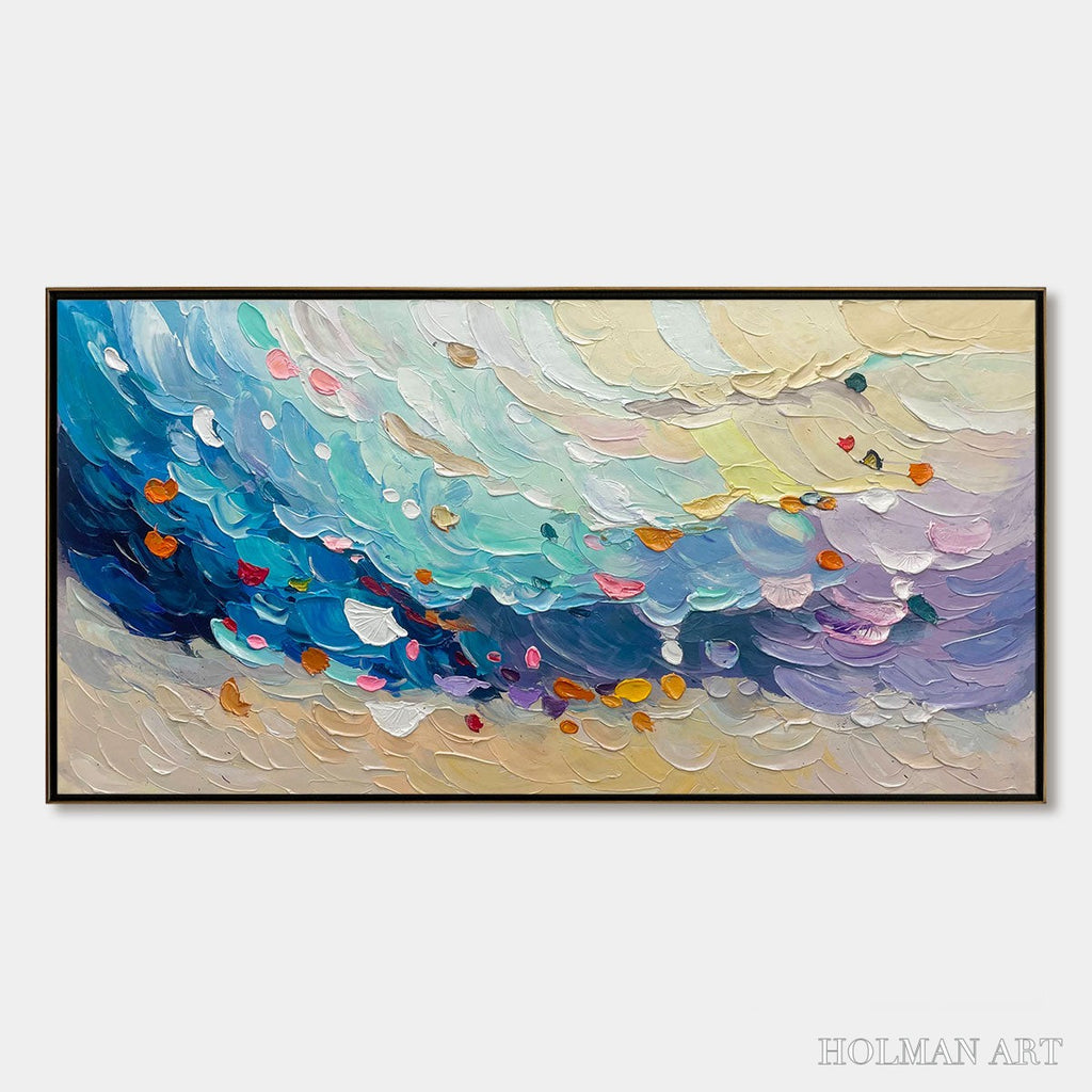 HOLMAN ART Ready to Ship | Coral Dream – Textured Abstract Seascape Oil Painting - image 3